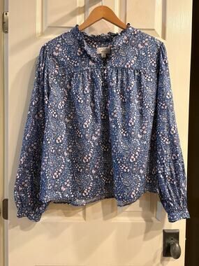 J. CREW LIBERTY LONDON Collab Paisley Floral Cotton Blouse Size XL Cottagecore